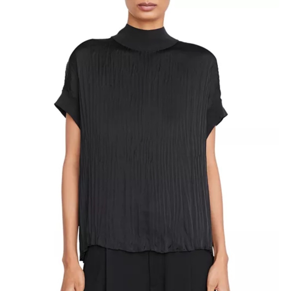 Vince Rib Mock Neck Crushed Satin‎ Popover